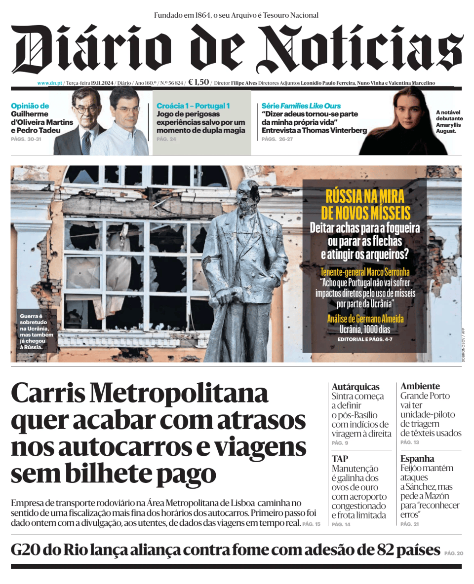 Prima-pagina-Diario de Noticias-edizione-di-oggi-20241119